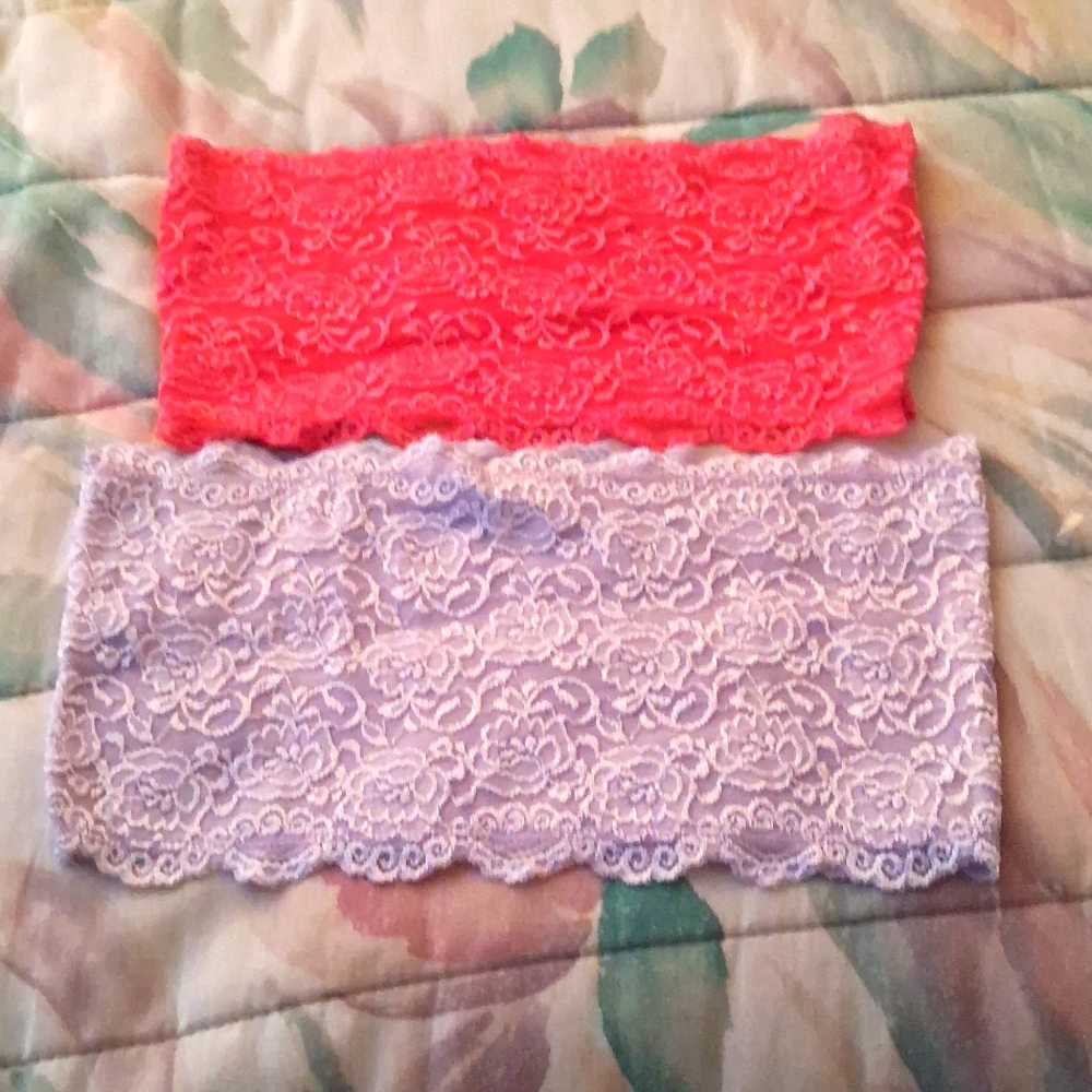 NWOT,Bundle of 2,Floral Lace,Bandeau-Style,Bralettes,Sz. L💜🧡